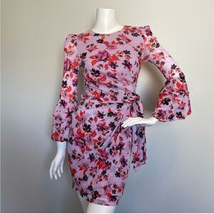 DIANE VON FURSTENBURG- Faridah Floral Stretch Dress Lilac Size Small EUC